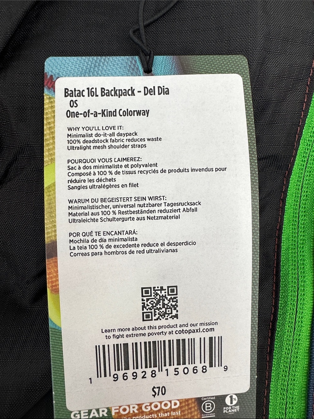Cotopaxi Batac Del Día 16L Backpack One-of-a-Kind Multicolor Lightweight Daypack - Picture 6 of 6
